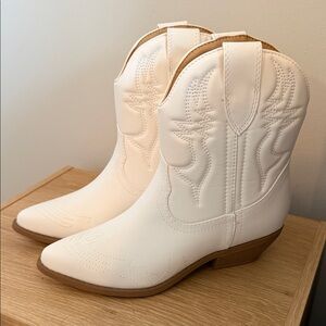 Soda White Western Ankle Booties